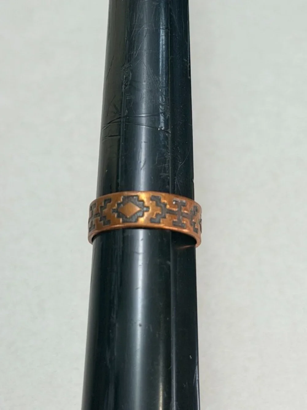 Vintage Copper Southwestern Geometric Band Ring Native Signed Size 8.5